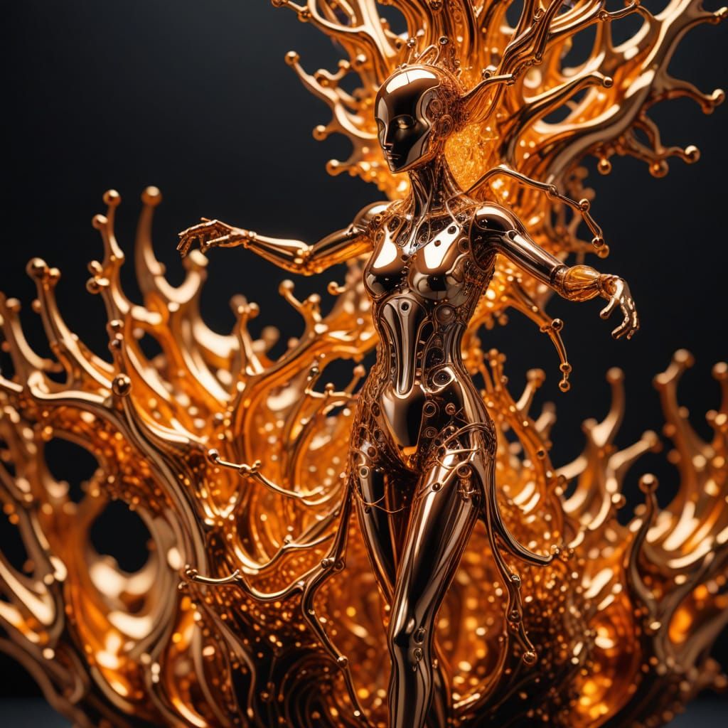 Ferrofluid Mannequin with Circuitry Reflections
