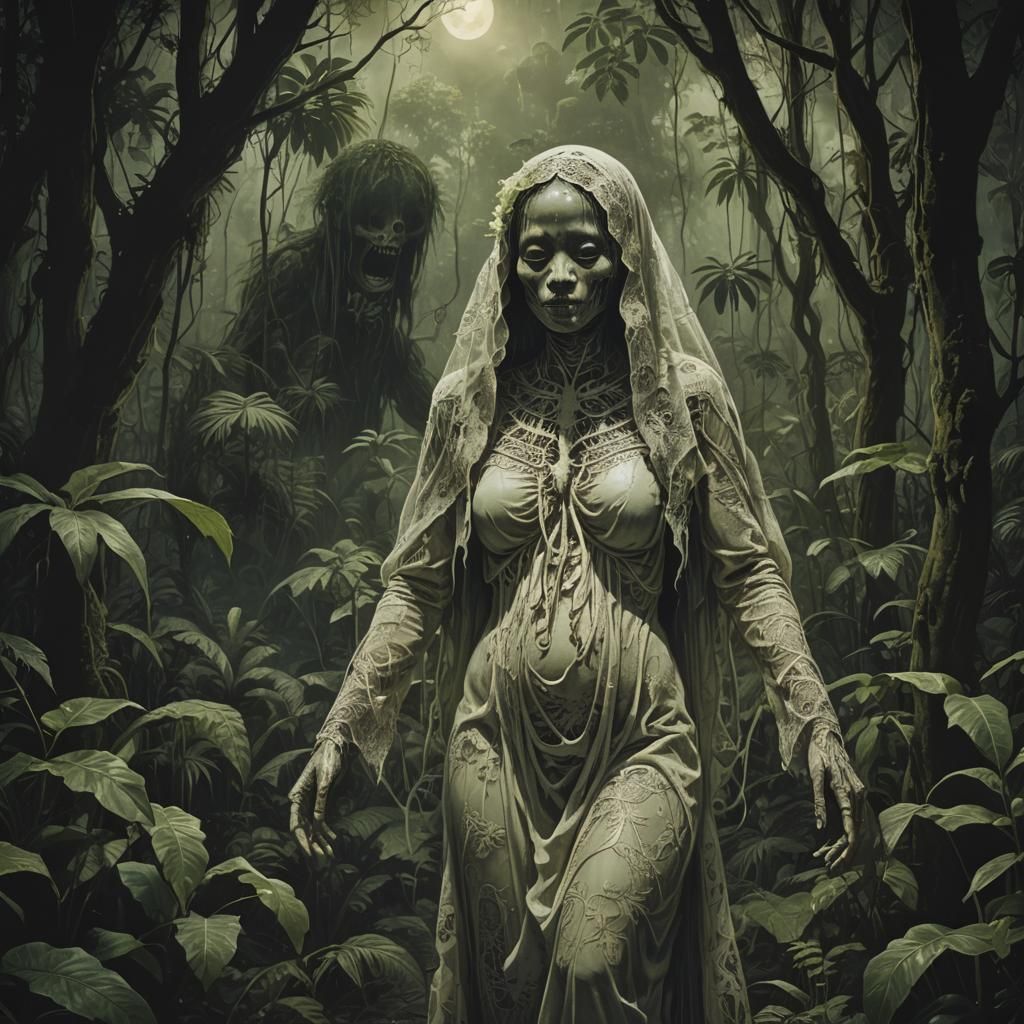 Spectral Indonesian Woman in Creepy Jungle