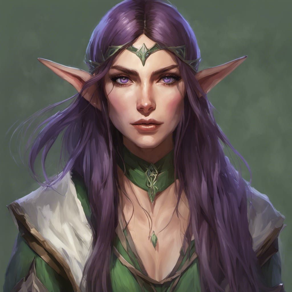 Half-Elf Sorceress Portrait in Detailed Fantasy Art