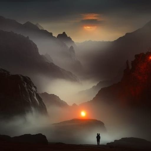 Ethereal Desert Wasteland with Eternal Fire