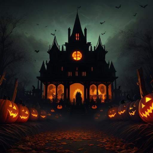 Sinister Halloween Pumpkin Patch at Night