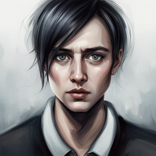 Haunting Face of Emptiness with Piercing Eyes