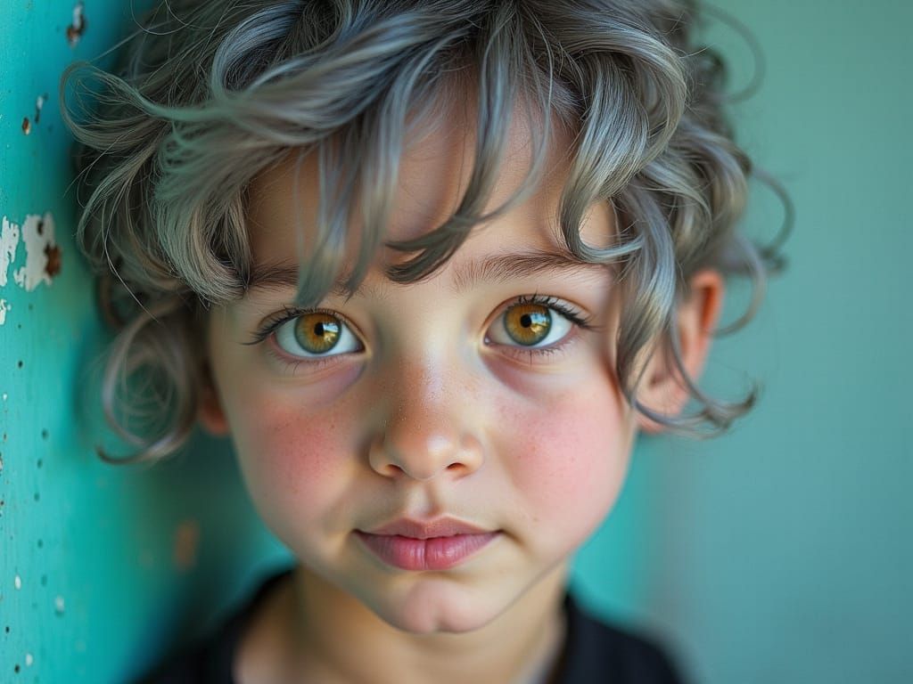 Punk Prayer with Asymmetric Hair and Neon Eyes
