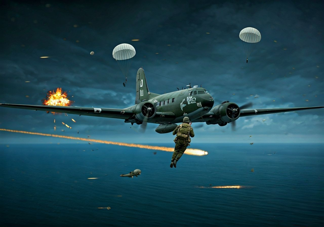 101st Airborne Paratroopers Jump into Normandy Night