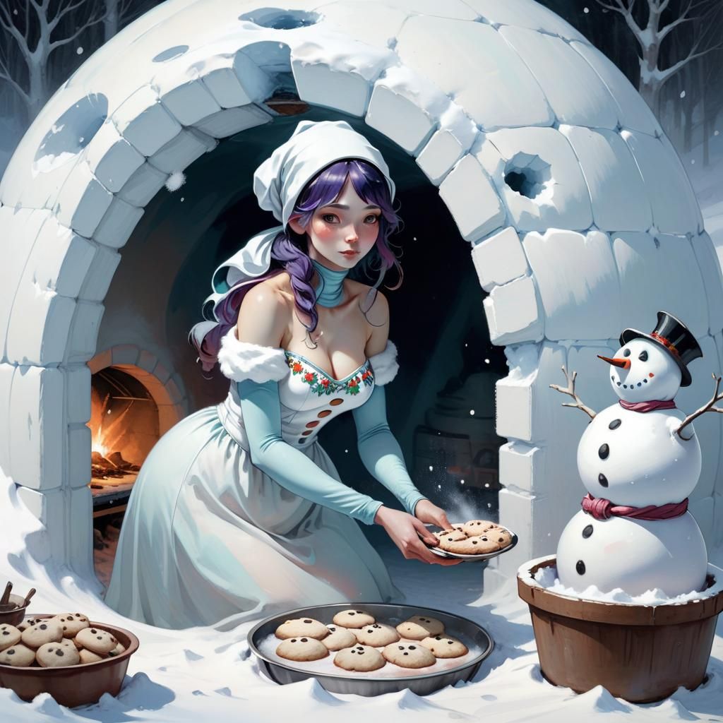 Snowman Dress Igloo Dreamcore Art Nouveau