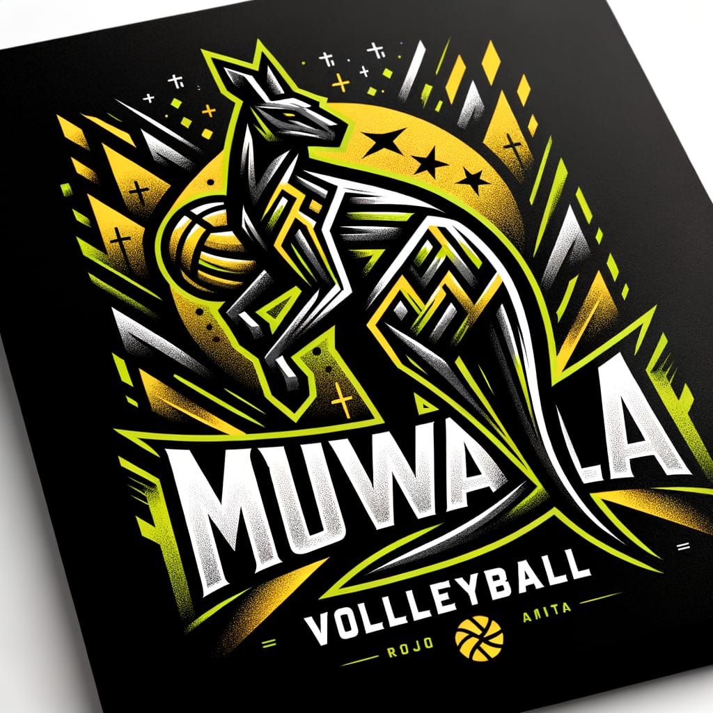 Muwala Volleyball: Aggressive Kangaroo Logo in Geometric Sty...