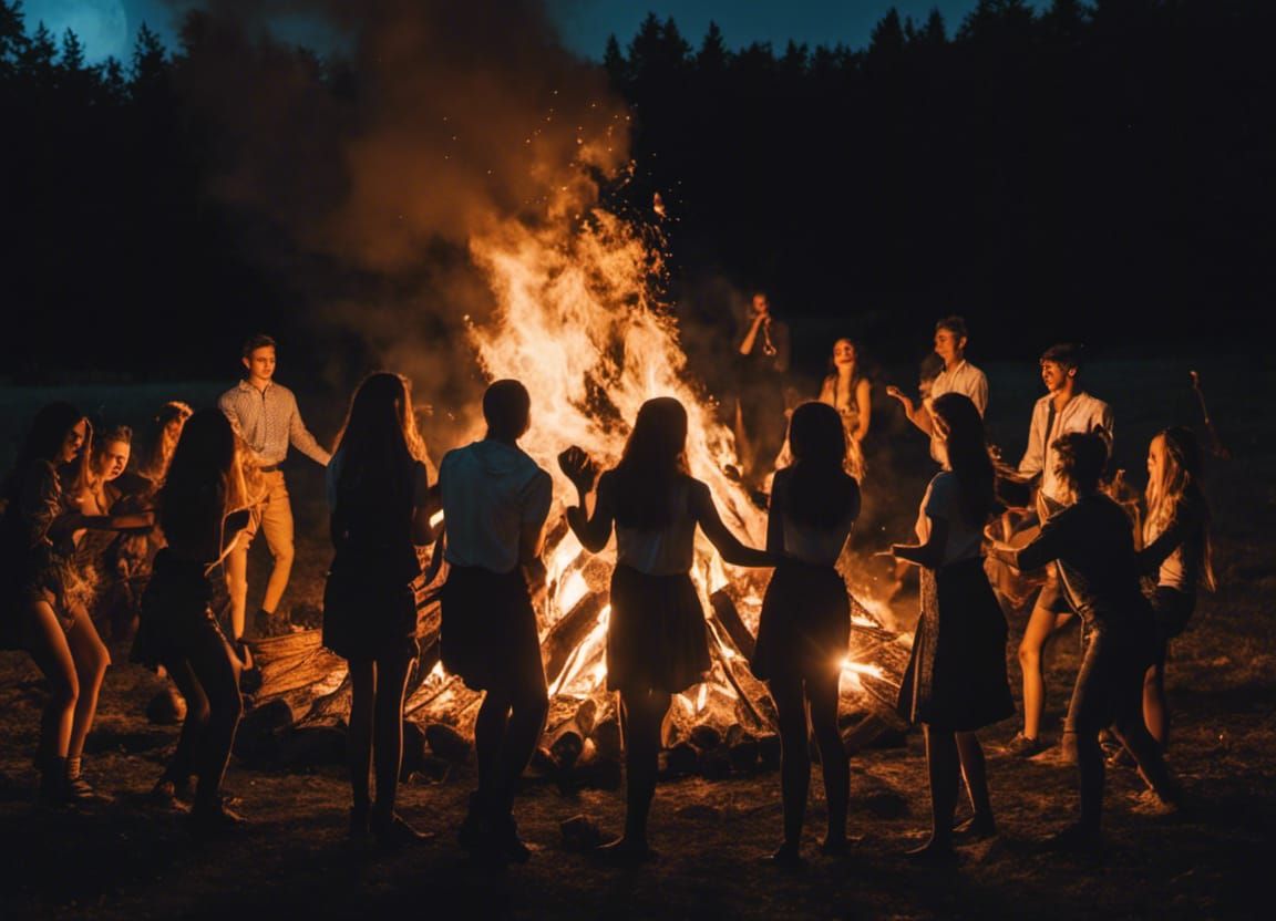 Bonfire Dance Under the Full Moon