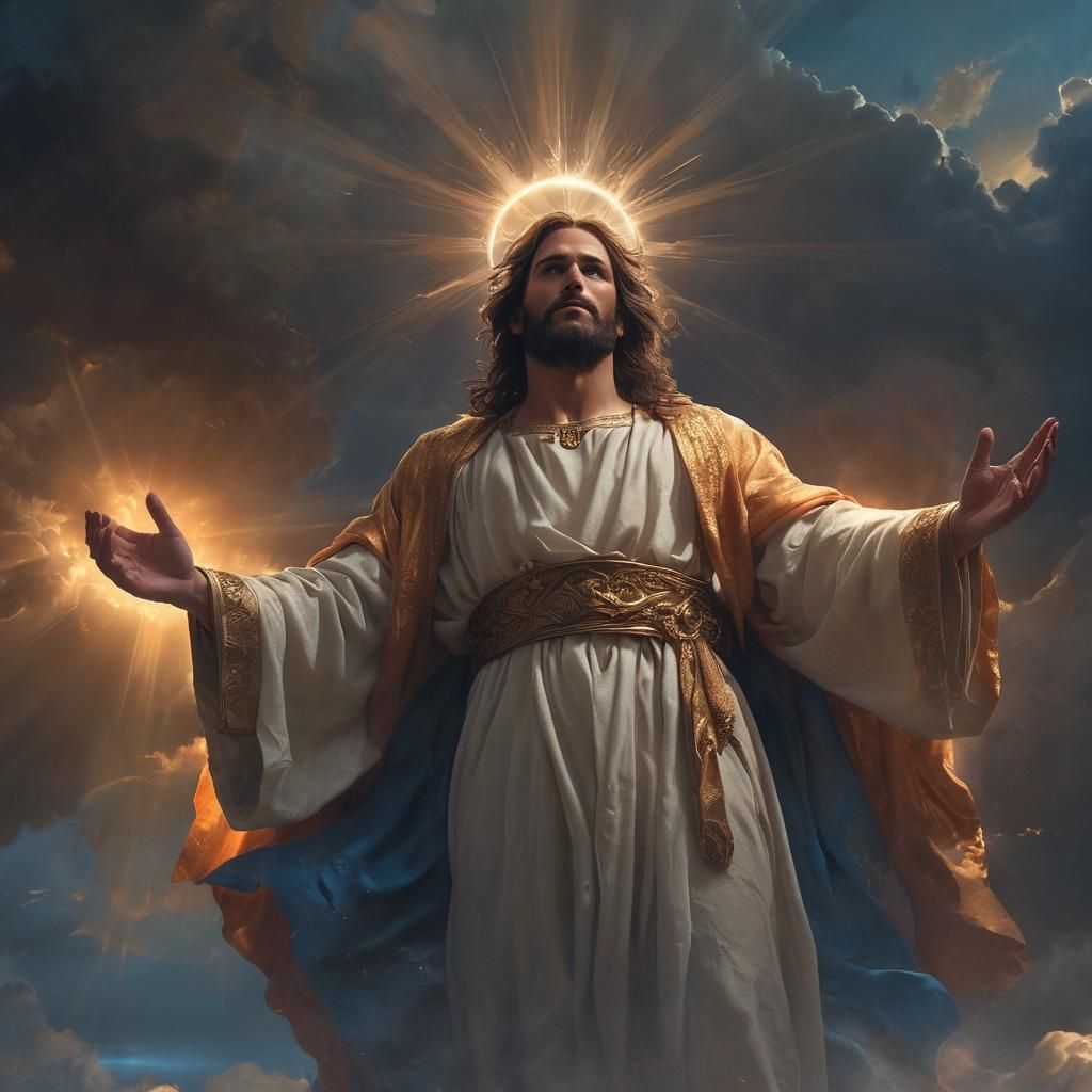 Majestic Jesus in Divine Light: Fantasy Concept Art