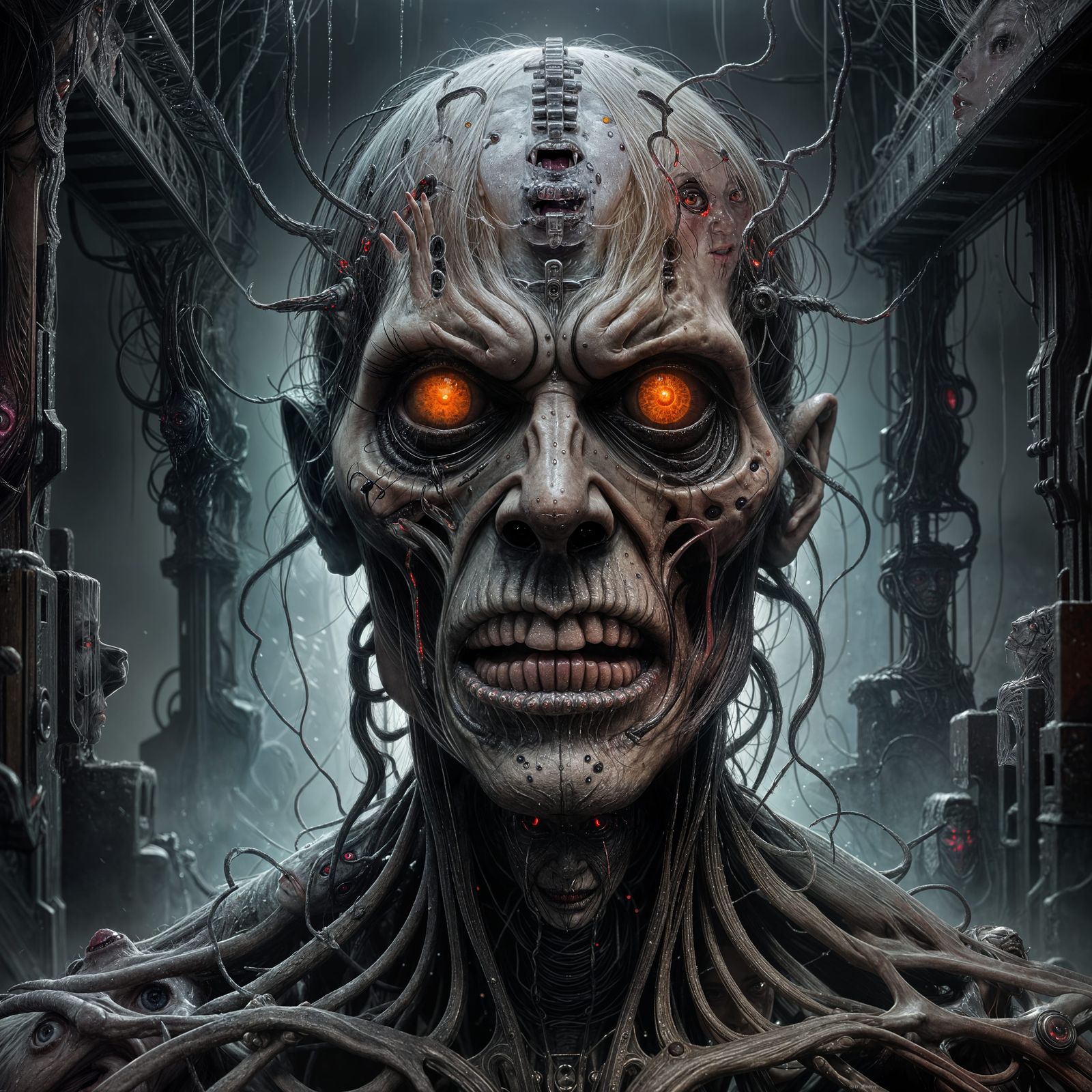 Genetically Modified Human Face in Sinister Hyperrealistic A...