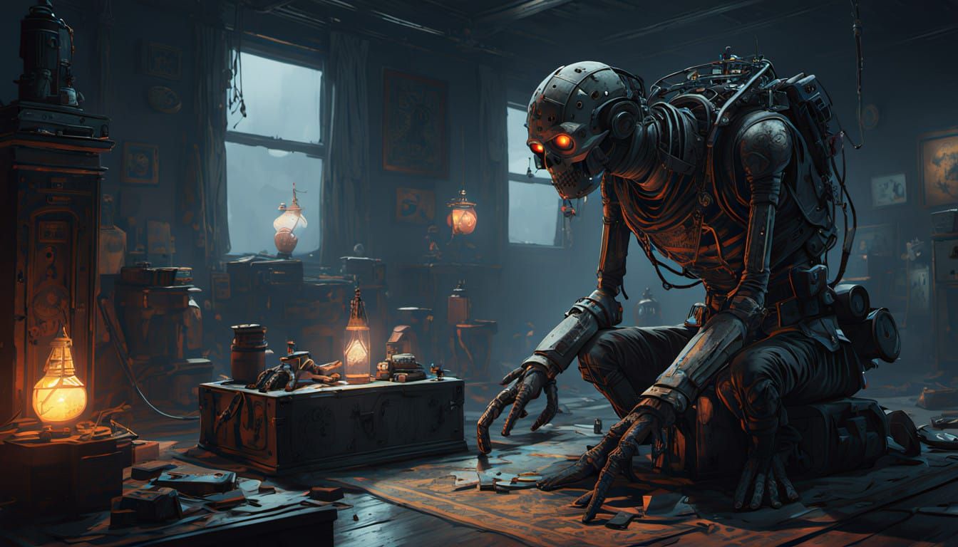 Mummy King Reigns Supreme in Haunting Dark Tomb Scene