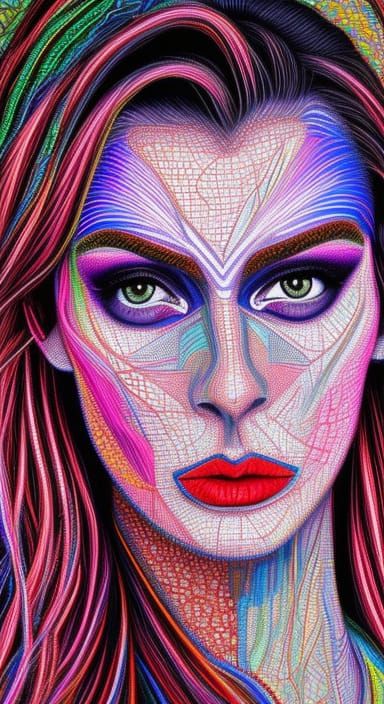 Lady in Urban Landscape: Kinetic Pointillism Portrait