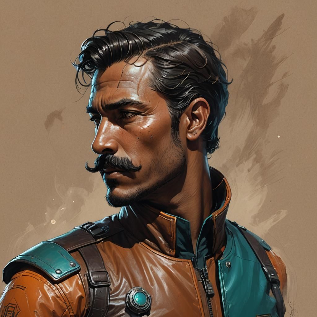 Detailed Pencil Sketch of Man in Profile