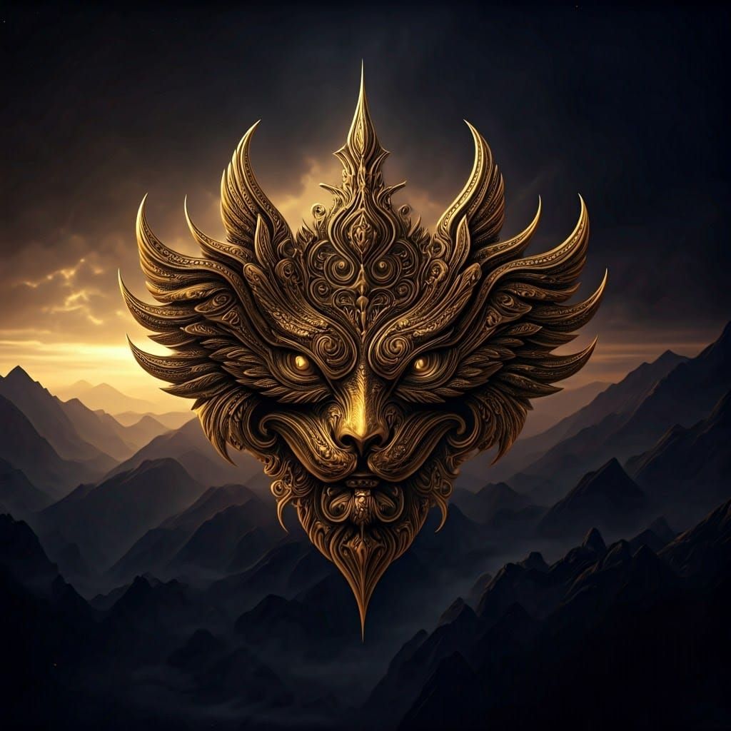 Ornate JavaScript Logo in Epic Digital Matte Painting