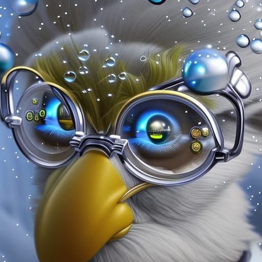 Diving chicken with bubbles of air
