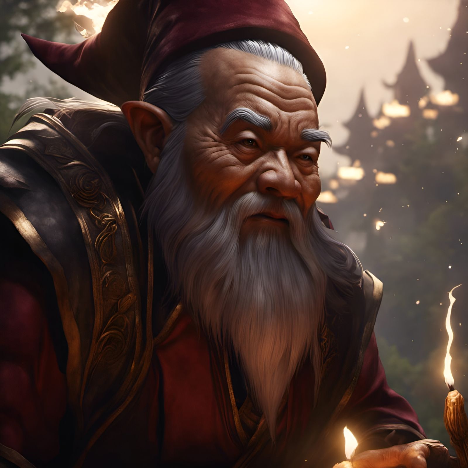 Gnome Wizard Portrait in Dark Fantasy Style