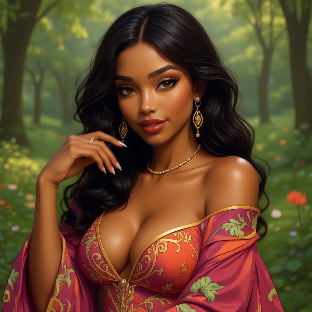 Exotic Woman Portrait with Mischievous Manhua Makeup