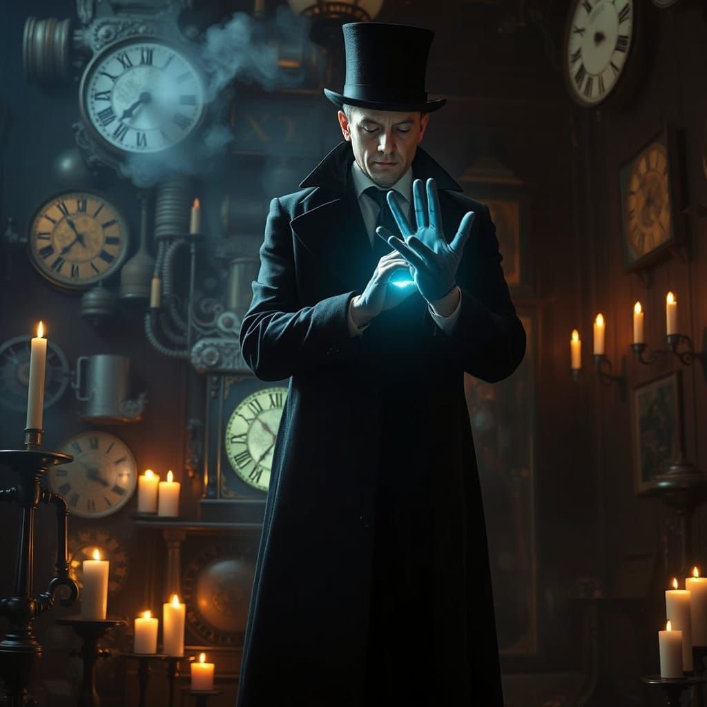 Enigmatic Hypnotist in Cyberpunk Atmosphere