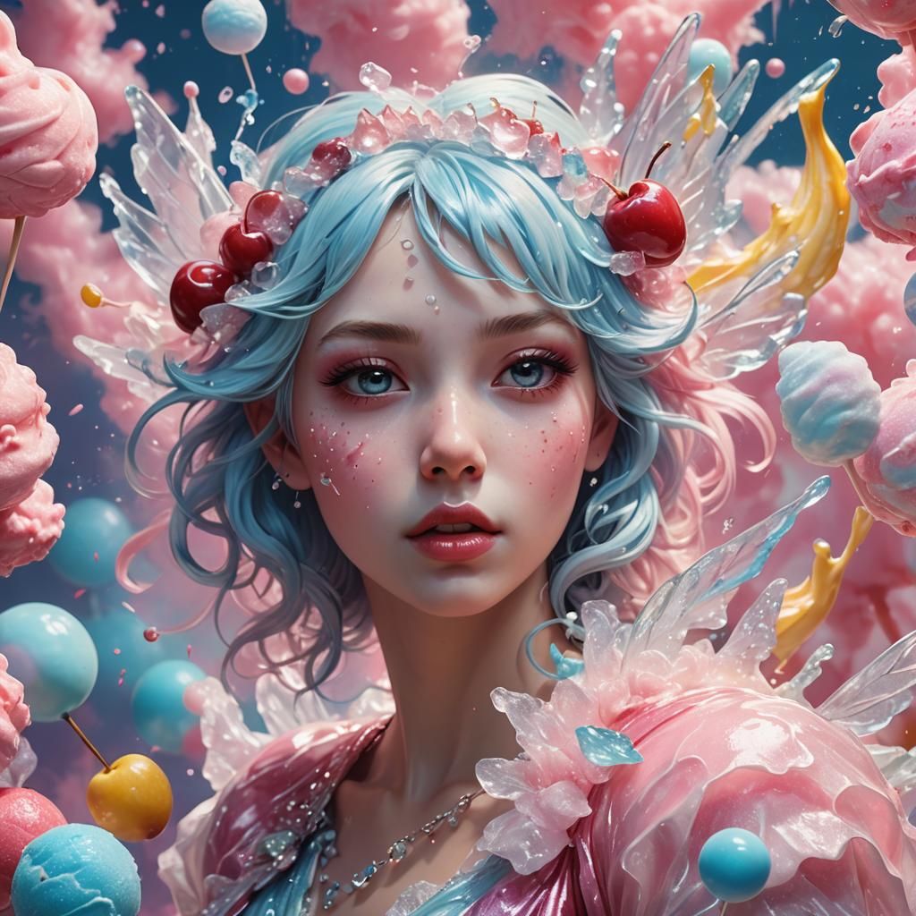 Hyperrealistic Ice Fairy Portrait in Splash Art Style