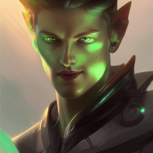 Futuristic Elf Prince Portrait in Hyperdetailed Style
