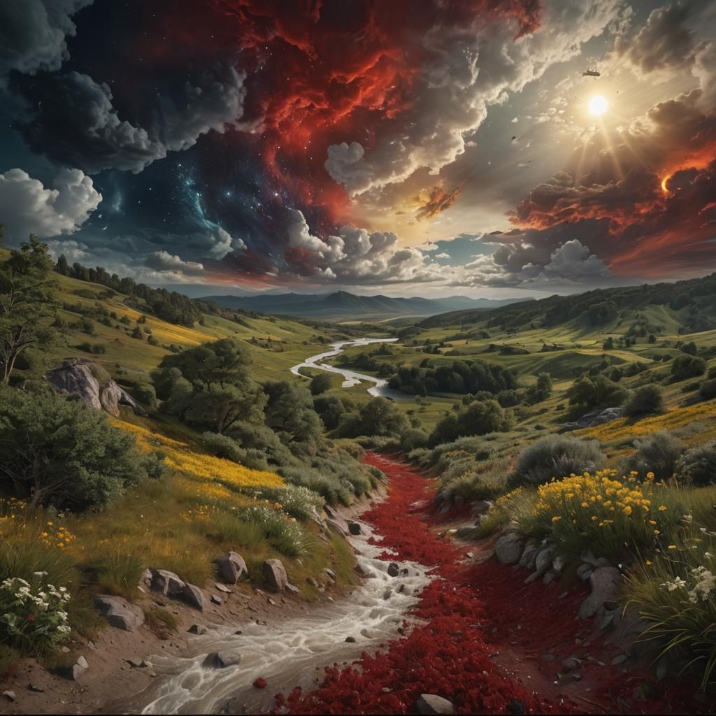 Vibrant Colorful Composition in Hyperrealistic Style