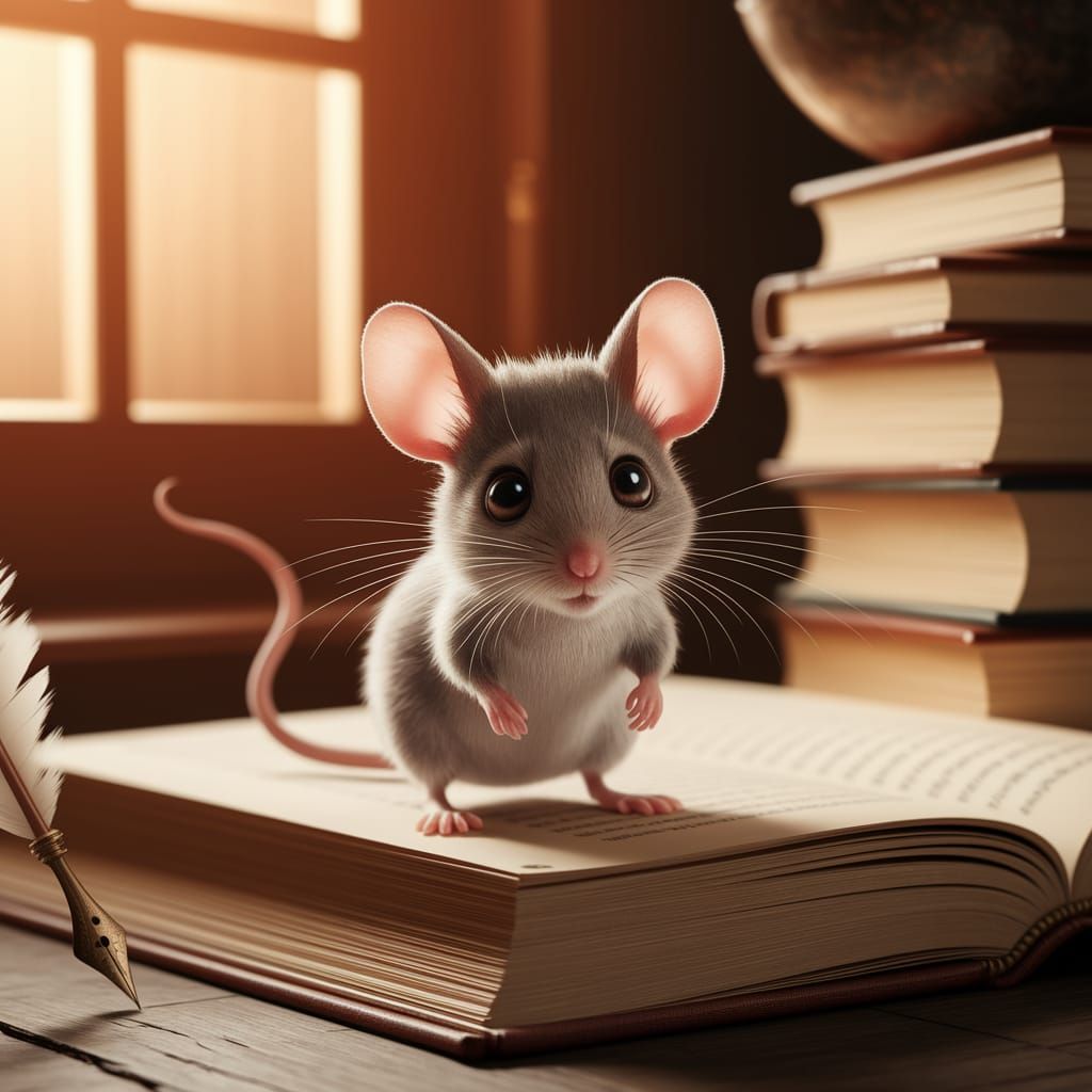 Shy Mouse Asks a Question in Digital Art