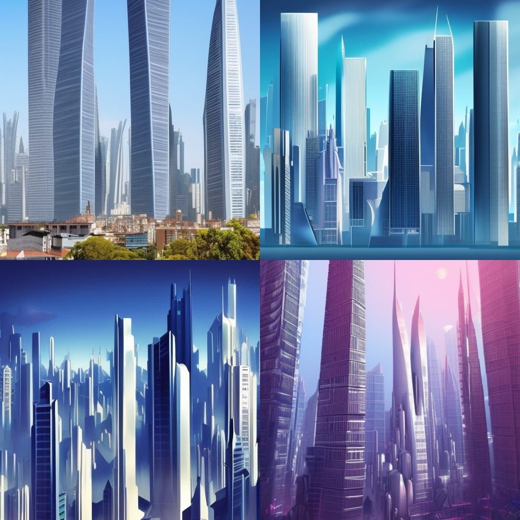 Futuristic Cityscape with Towering Structures