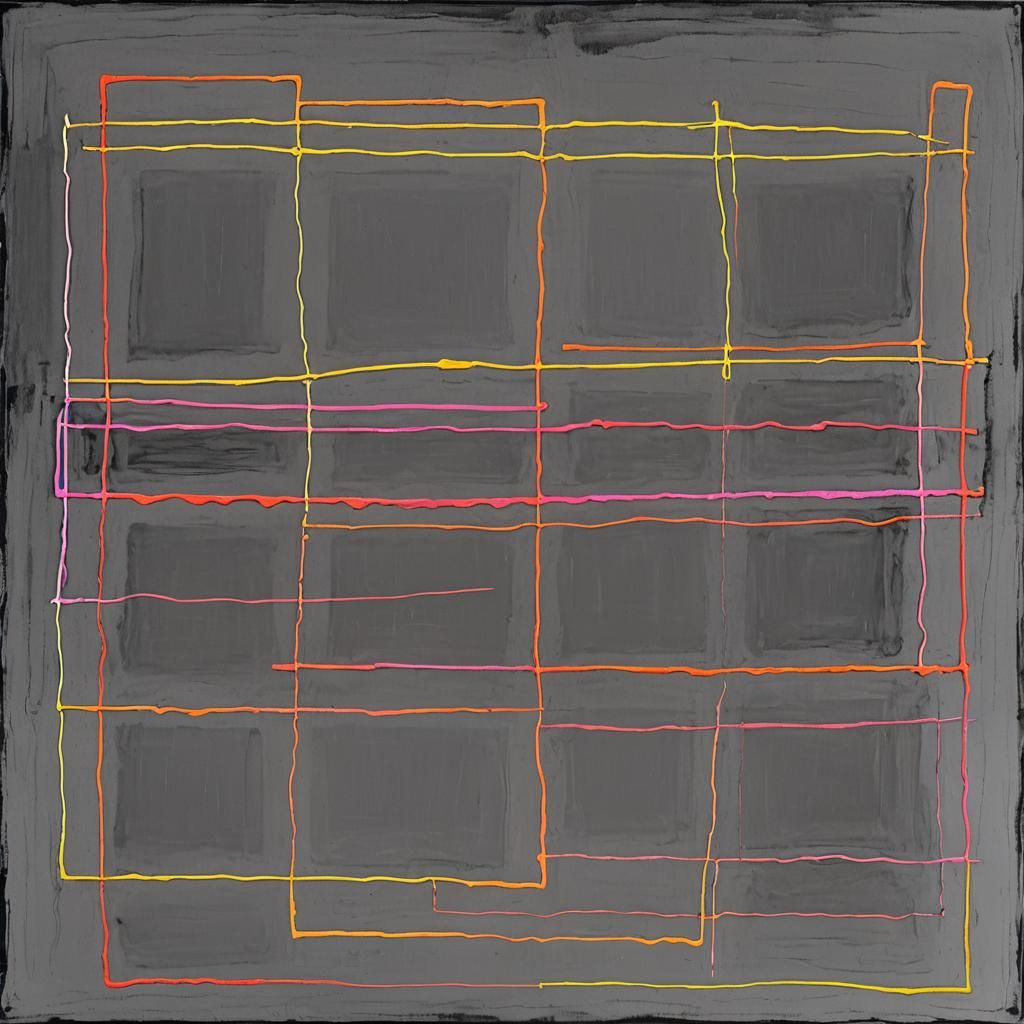 Neon Geometric Abstract Painting in Rothko Style