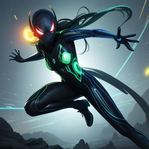 Sci-Fi Spider-Girl Free-Running on Alien Planet