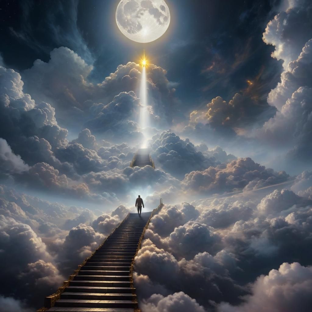 Stairway to Heaven: Fantasy Oil Painting