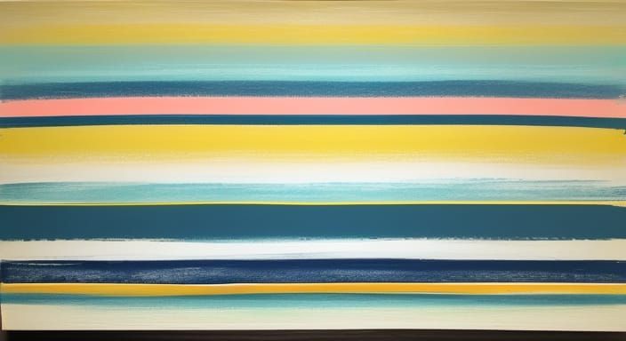 Colorfield Painting with Horizontal Stripes and Wild Brushst...