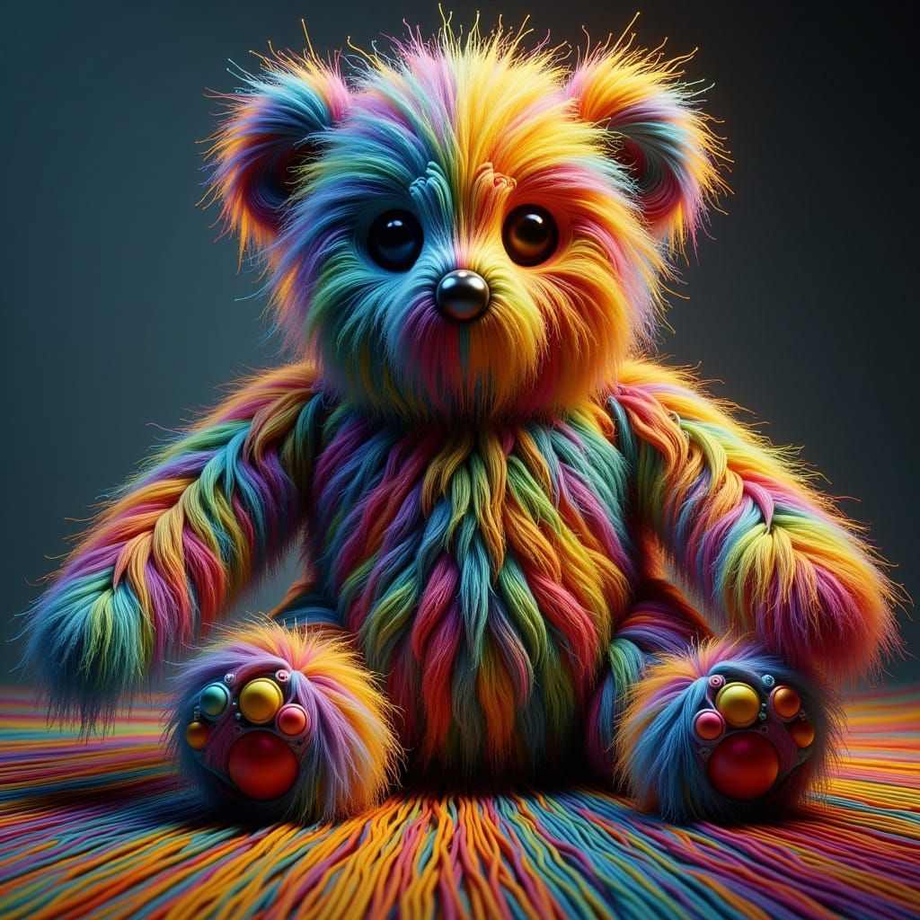 Colorful Kaleidofuzz Banner on Teddy Bear