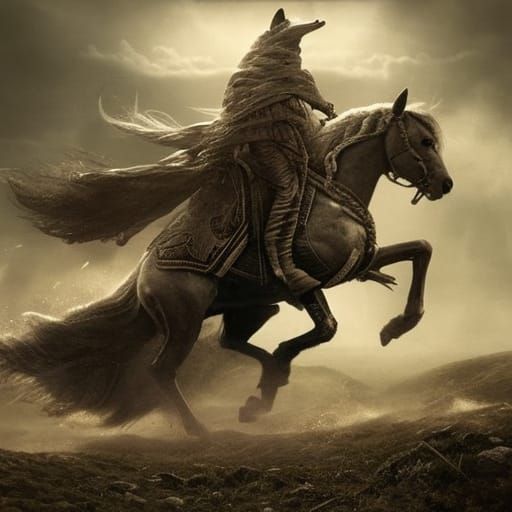 Dystopian Warhorse Galloping to War