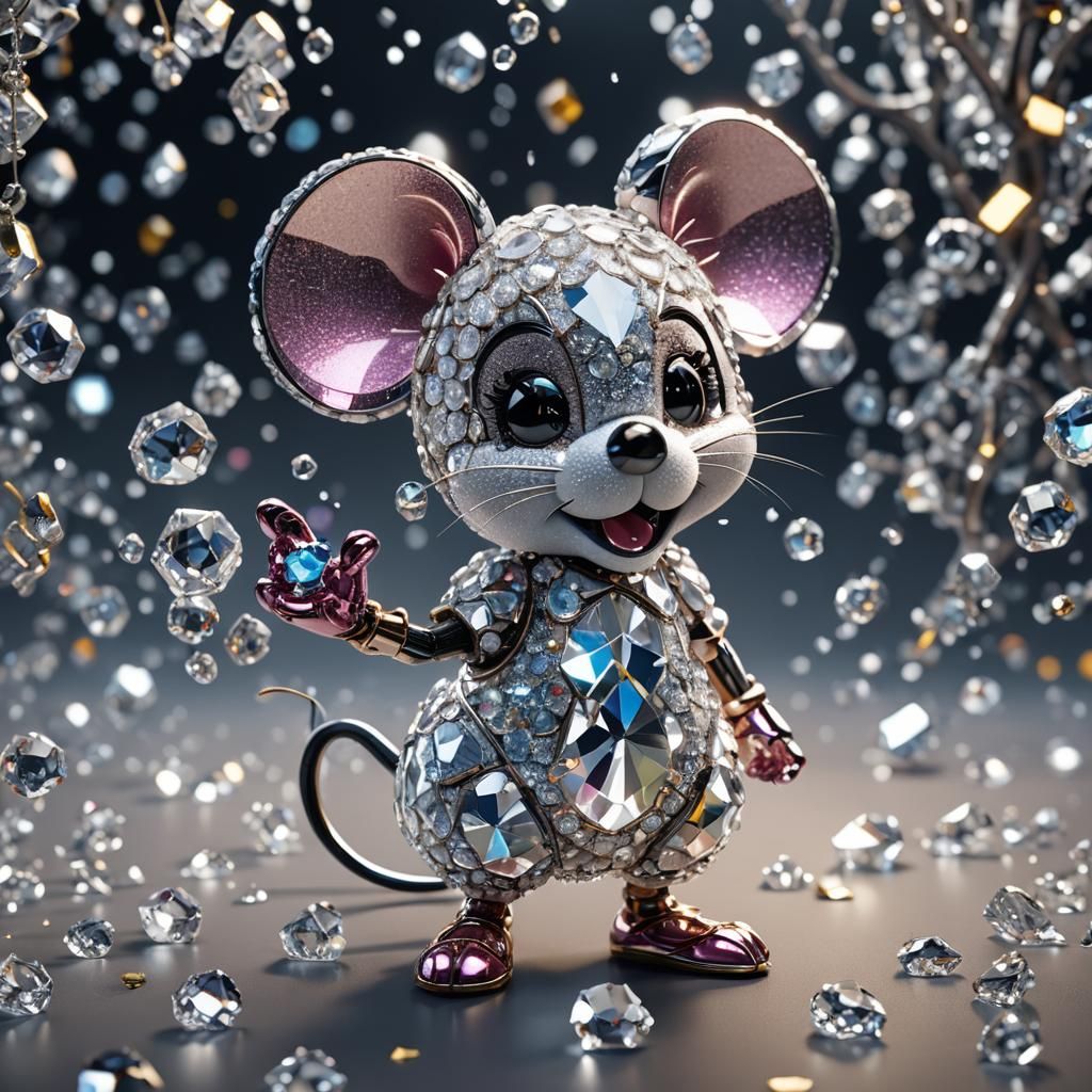 Swarovski Crystal with Embedded Mini Mouse in 3D