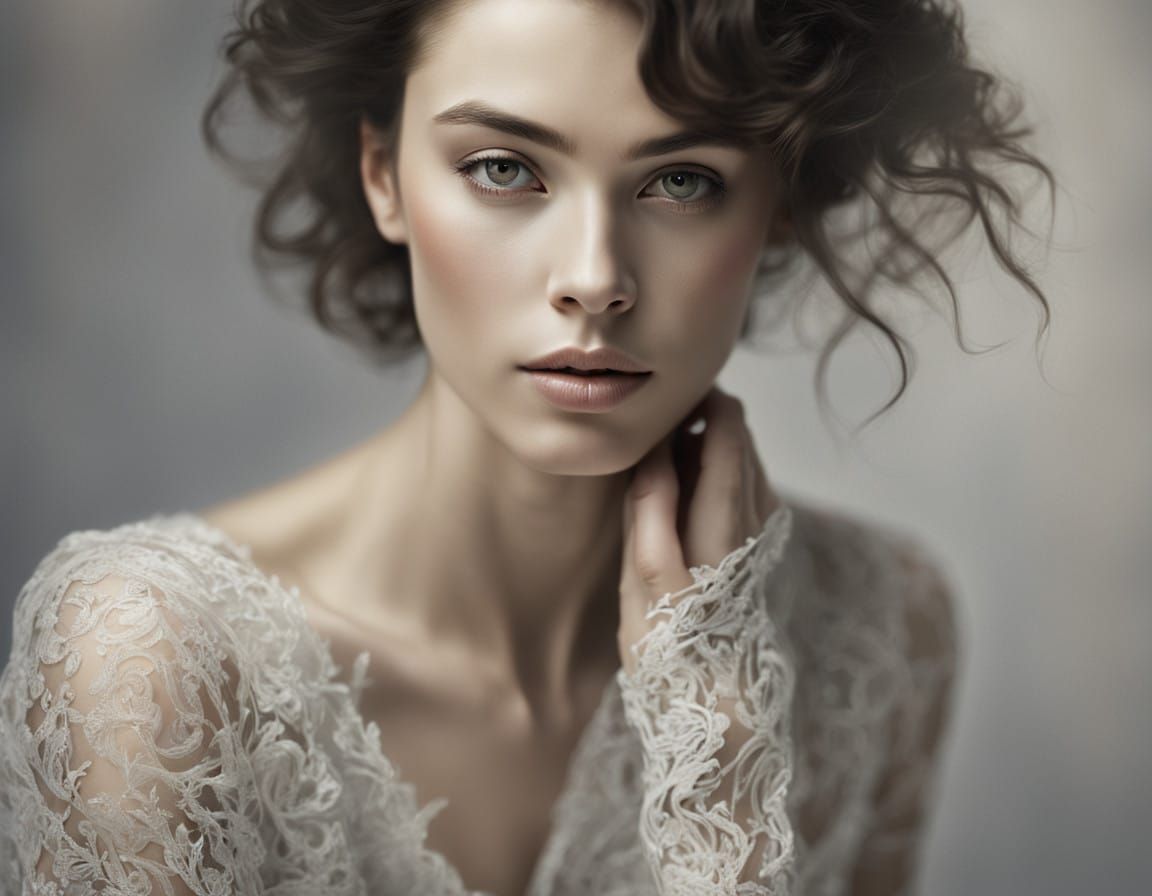 Hyper-Realistic Portrait of a Young Woman in Soft Light