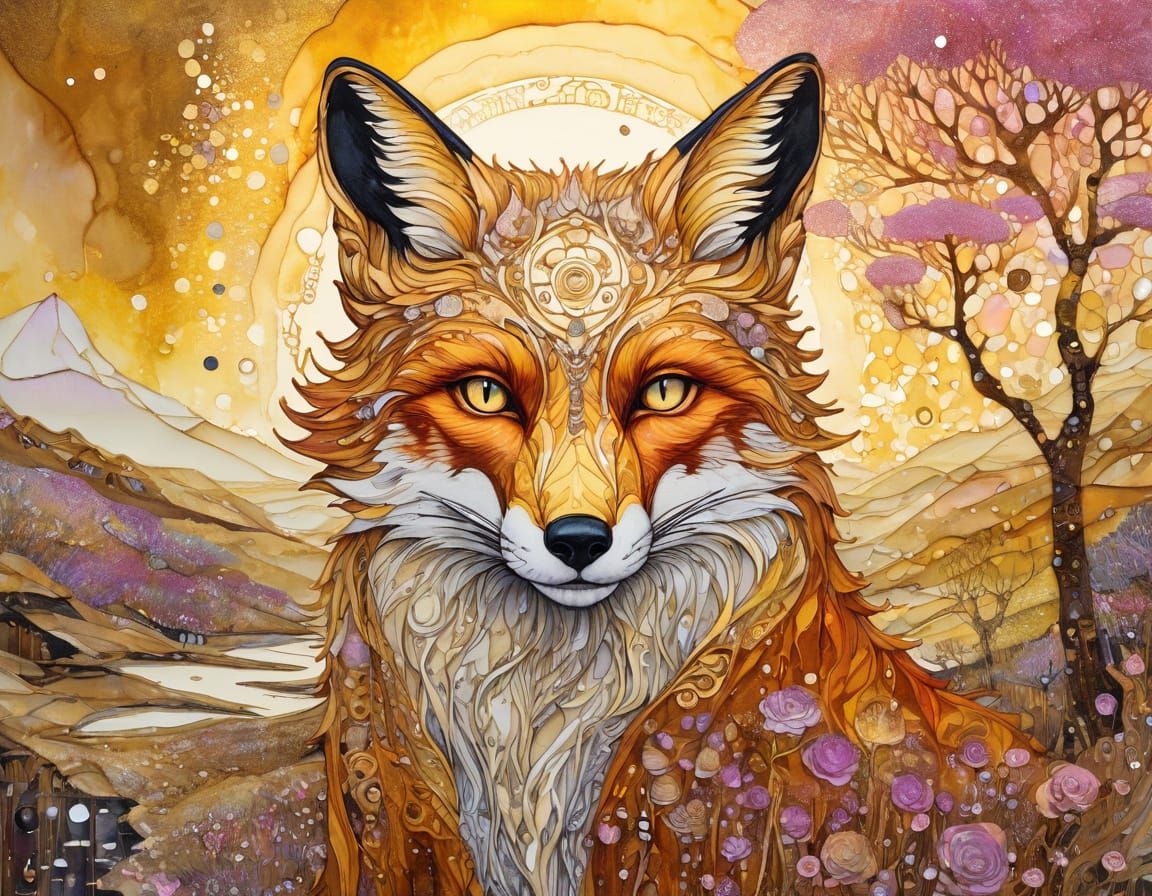 Vibrant Fox in Triadic Cinematic Colours