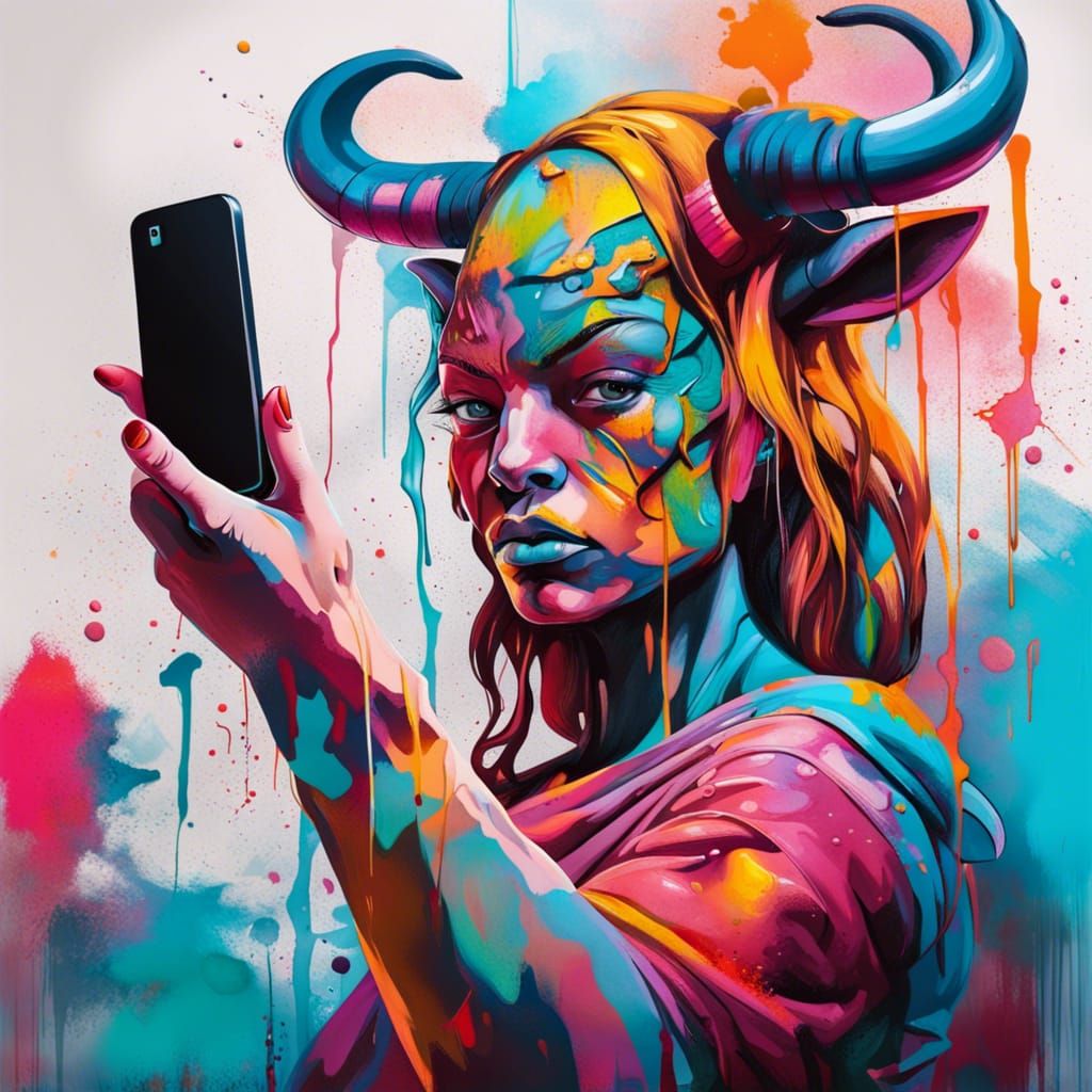 Minotaur woman selfie