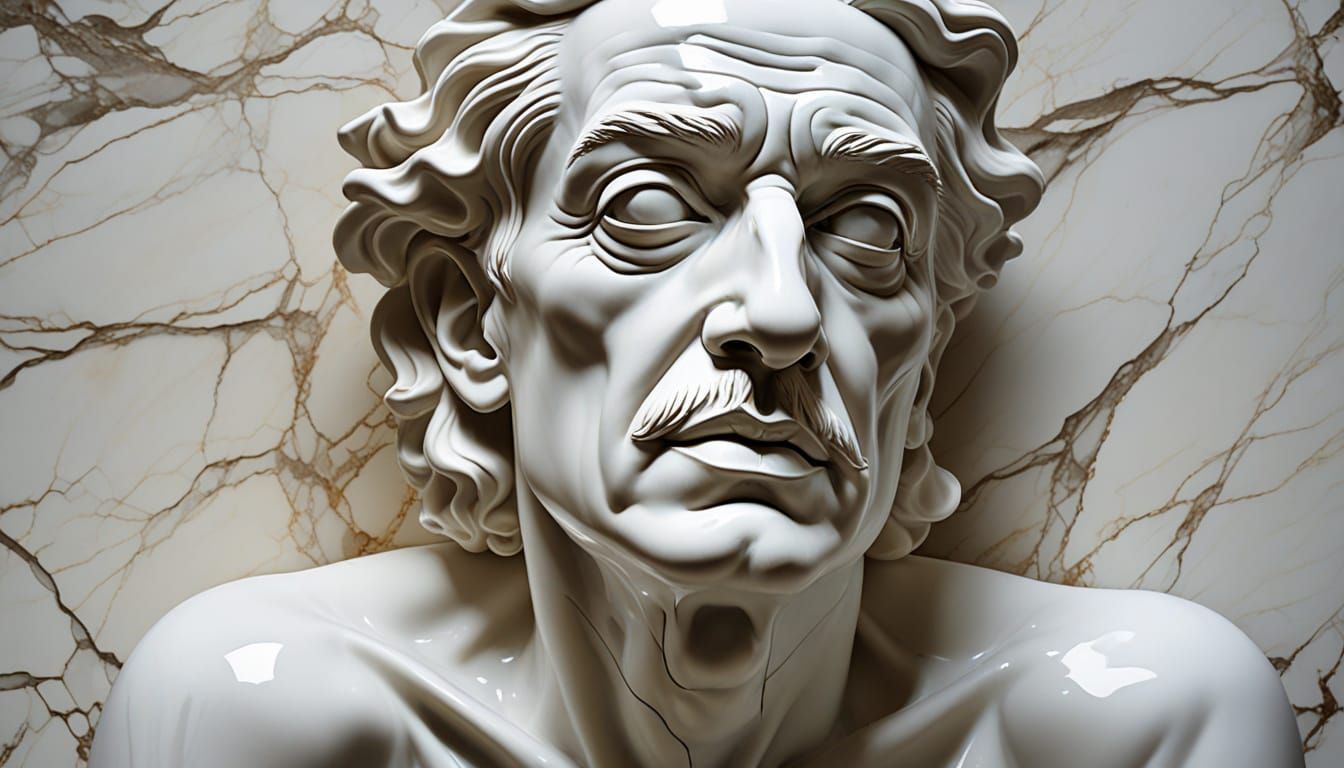 Hopeful Marble Sculpture in Surrealist Style