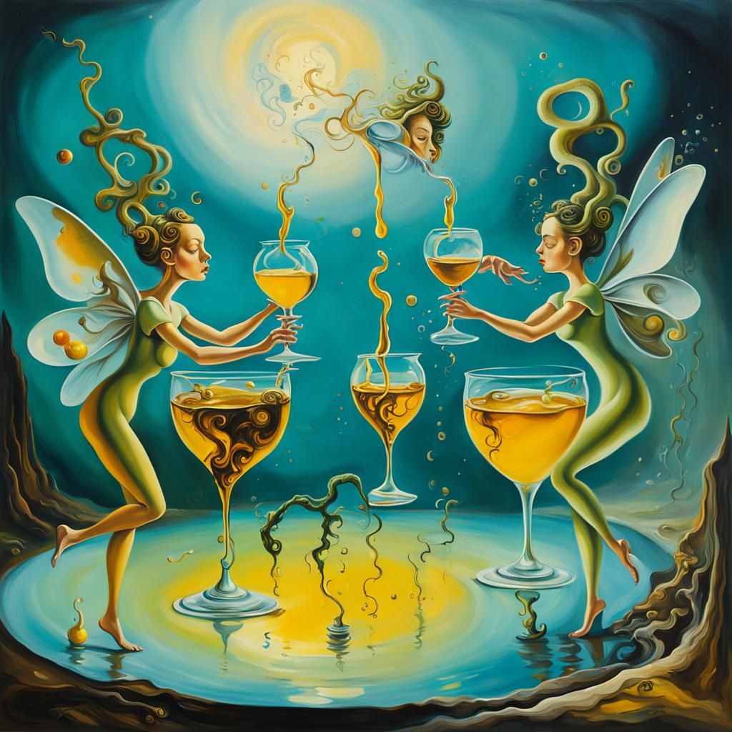 Fairies' Magic Elixir Party in Surreal Style