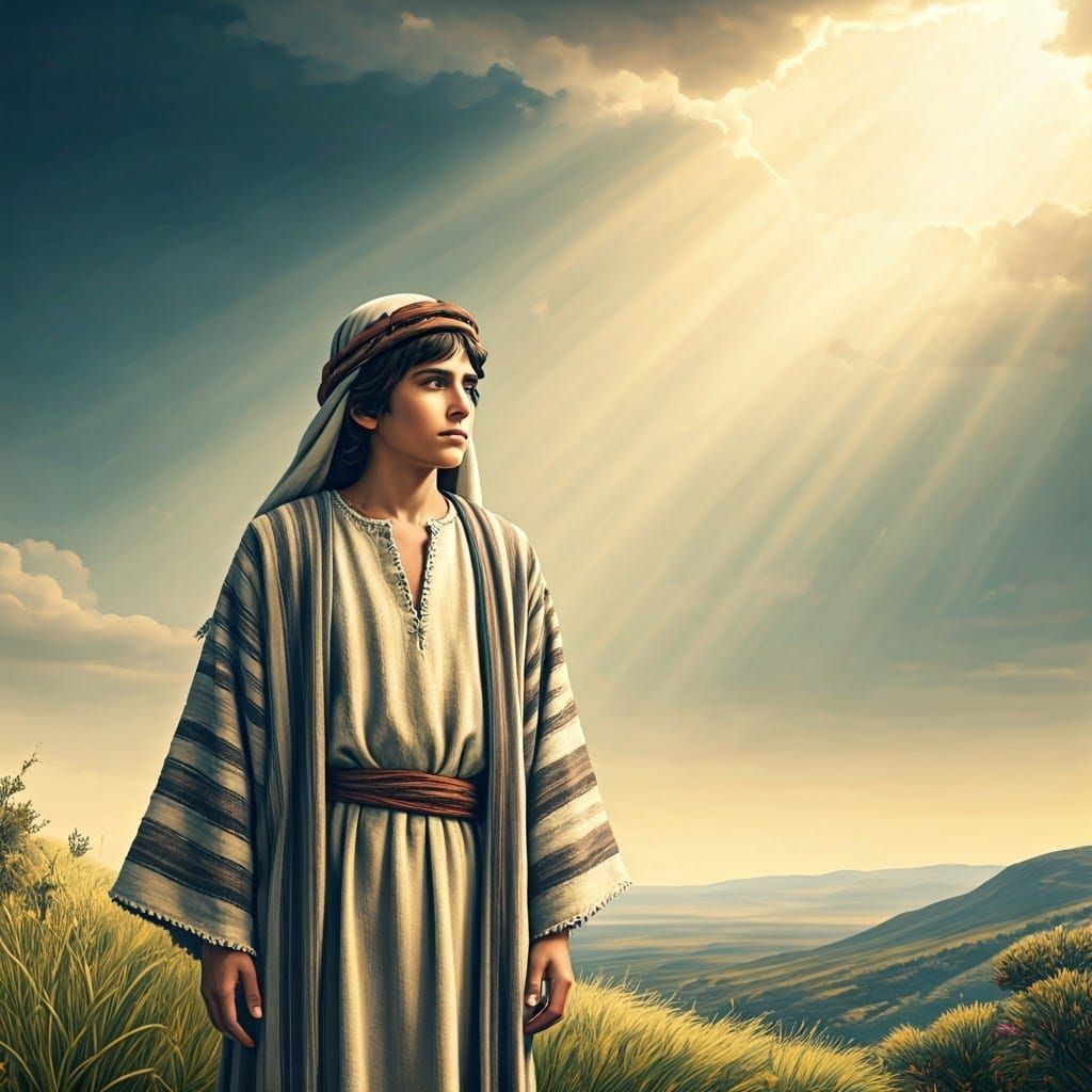 Youthful Prophet in Serene Landscape