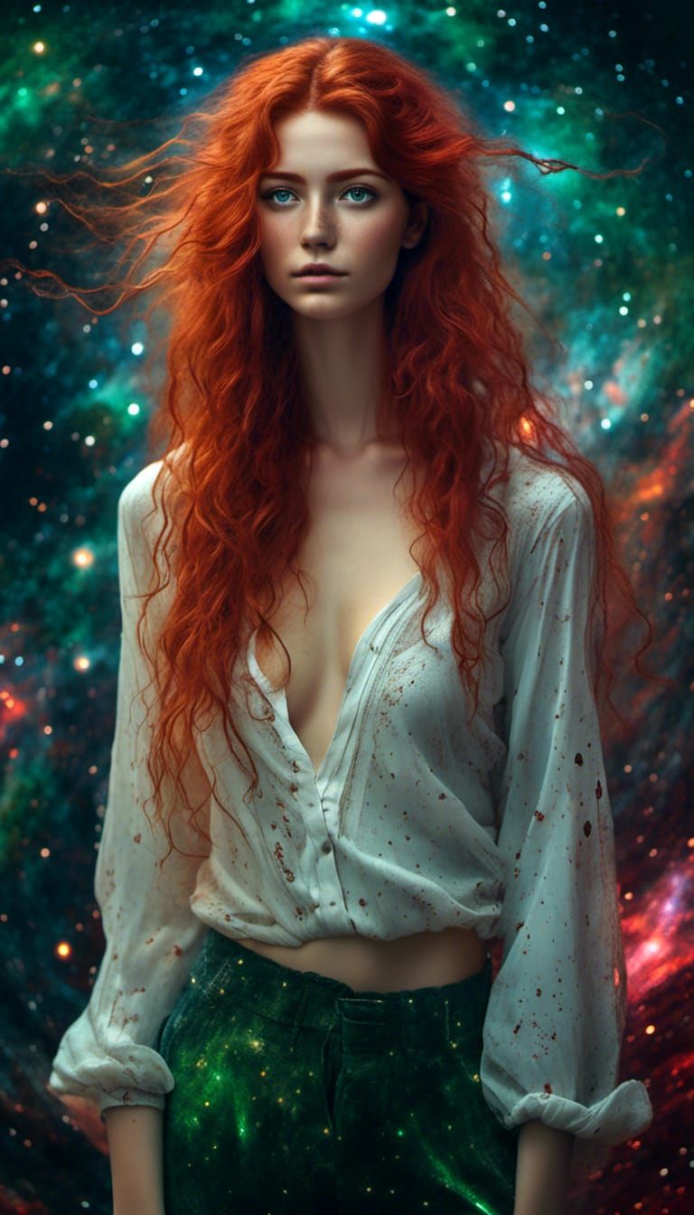 Mysterious Artist Girl in Cosmic Portrait