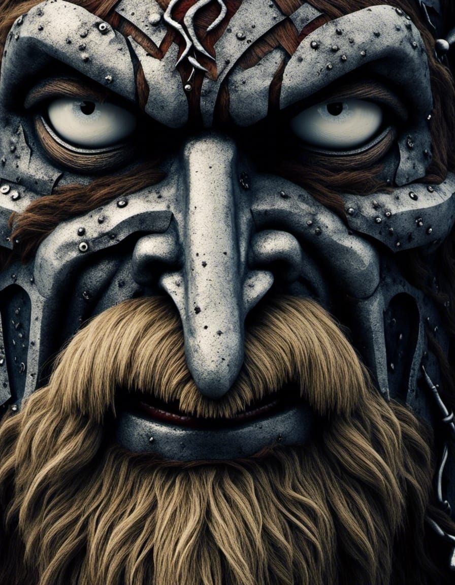 Sinister Viking Face Close-up Photograph