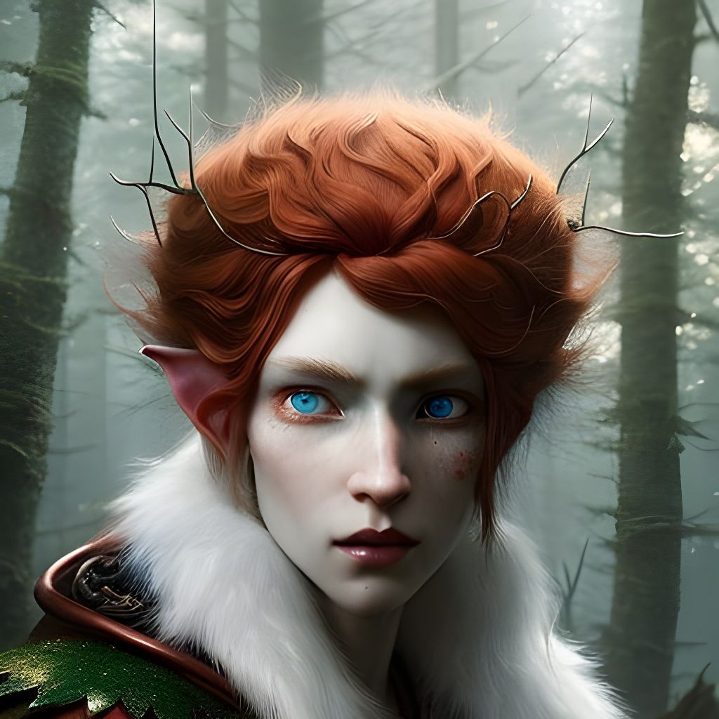Detailed Elf Portrait in a Sunny Forest