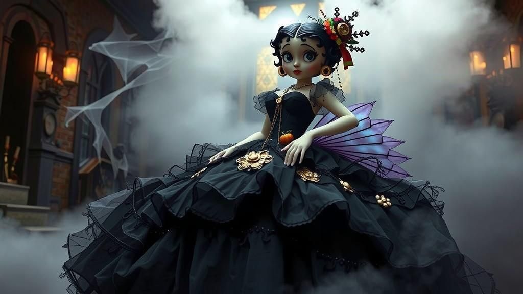 Gothic Steampunk Betty Boop with Baby Dragon