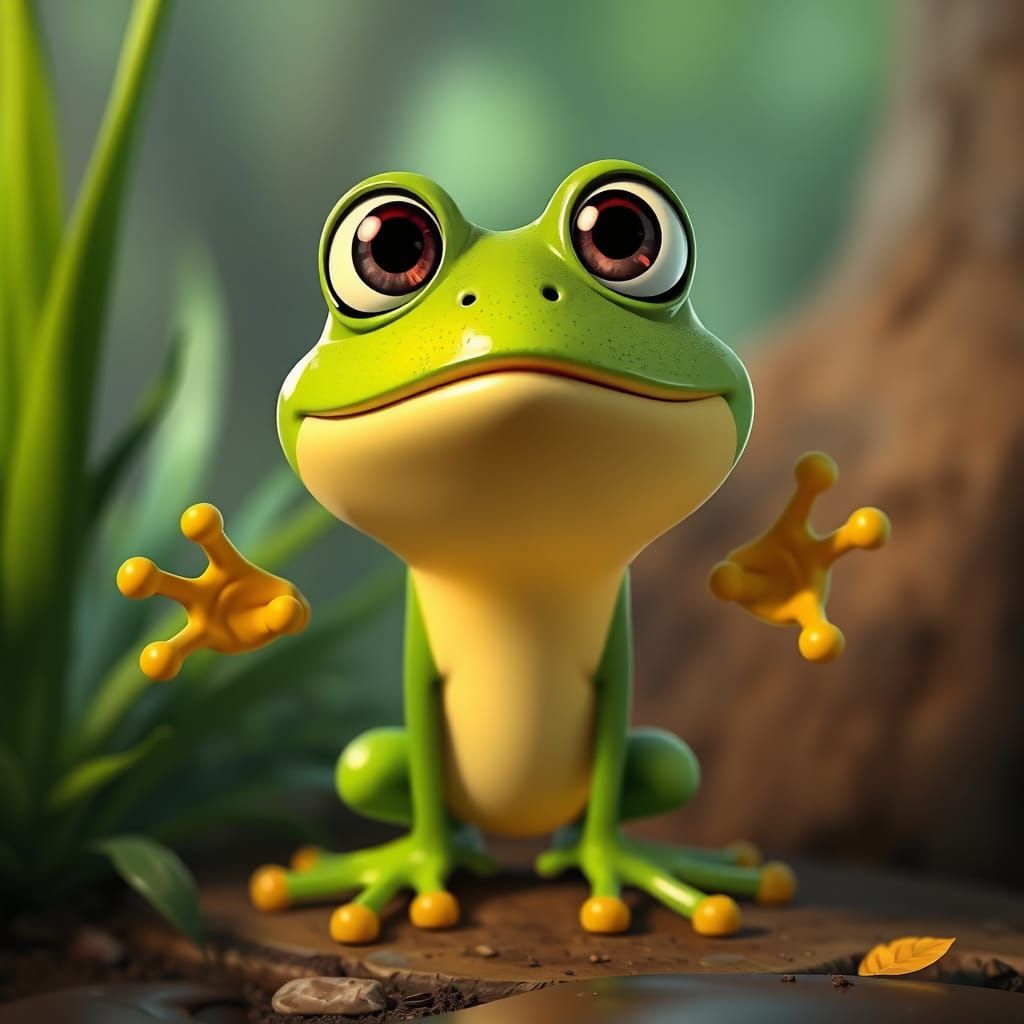 Surprised Frog in Cartoon Style, 8K