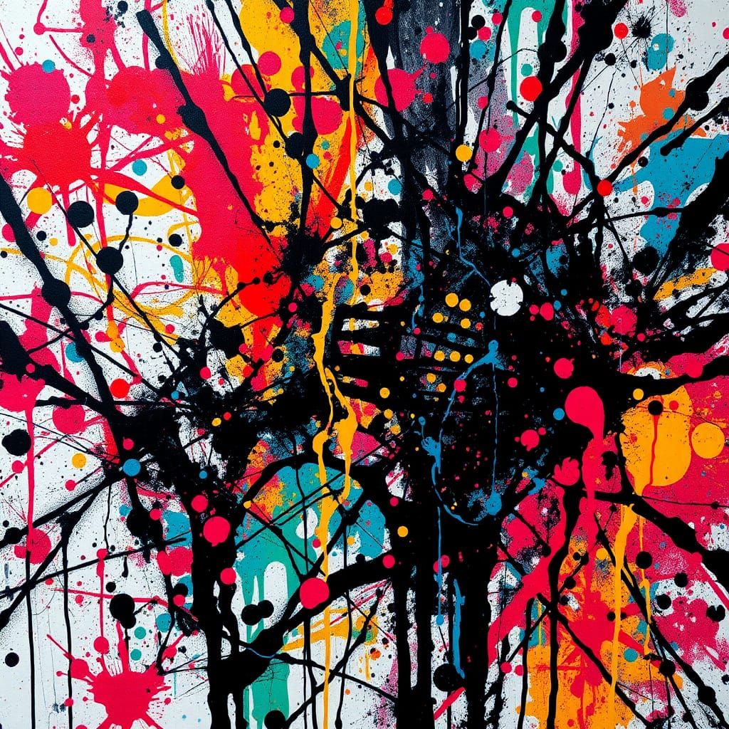 Abstract Ink Splatter Art in Pollock Style