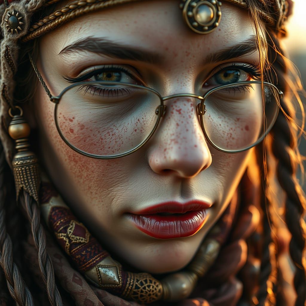 Bohemian Mystic Portrait in Golden Hour Light