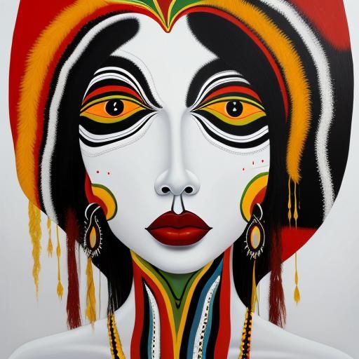 Abstract Faces in White: Surrealist Oil Painting