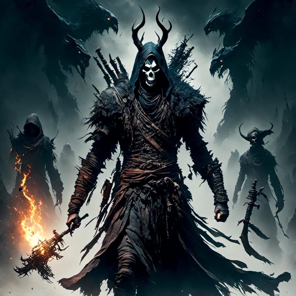 Epic Horror Creature Portrait in Ghostly Deep Background