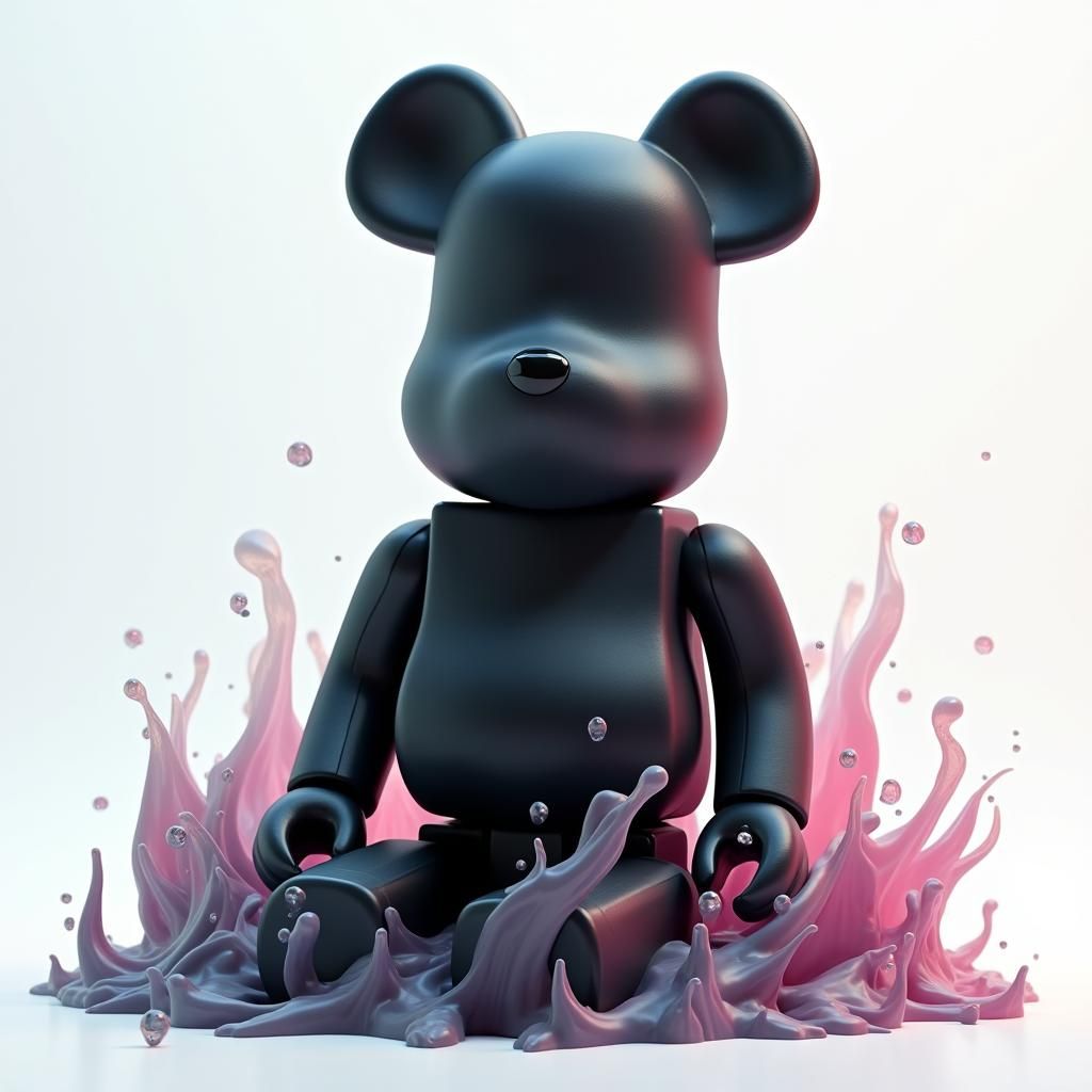 Contemplative Black Bearbrick Figurine Digital Art