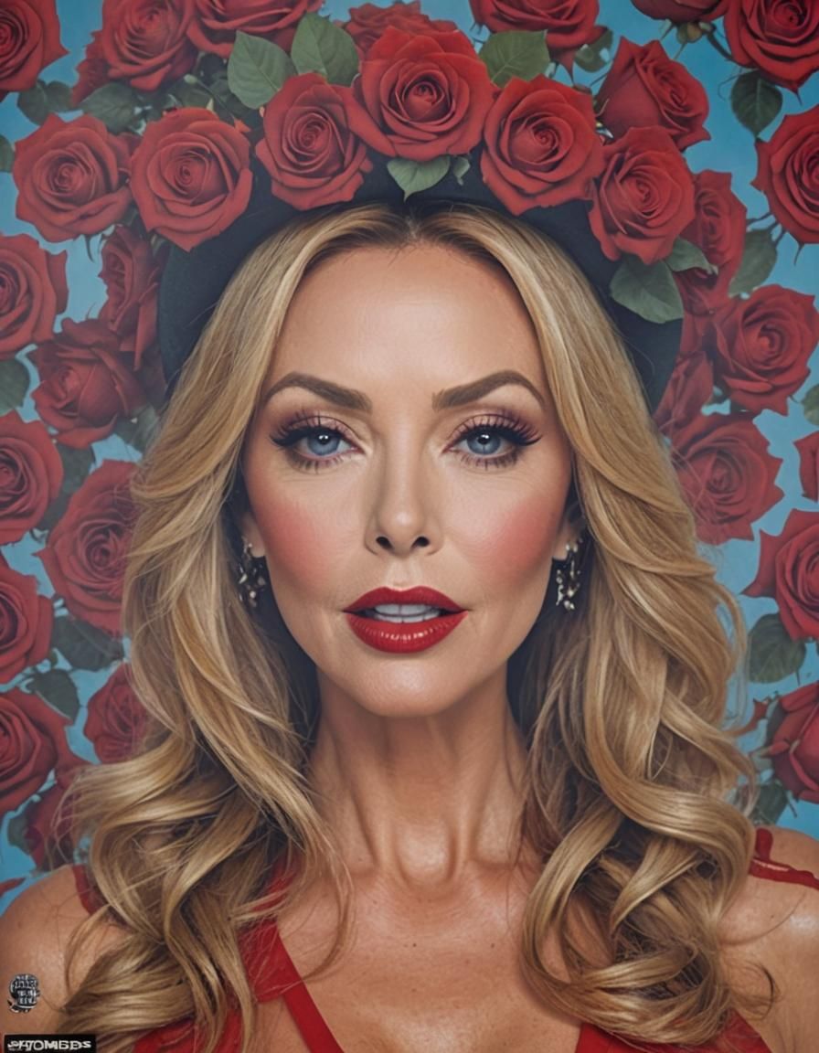 Katha Lee: Red Dress, Bold Makeup, Magazine Cover